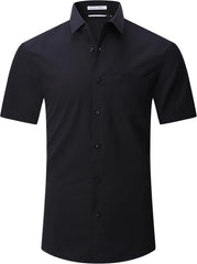 Alex Vando Mens Dress Shirts 4-Way Stretch Wrinkle Free Regular Fit Short Sleeve Men Button Down Shirt