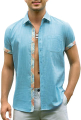 Alex Vando Mens Dress Shirts 4-Way Stretch Wrinkle Free Regular Fit Short Sleeve Men Button Down Shirt