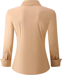 Alex Vando Womens Dress Shirts Wrinkle Free Regular Fit Long Sleeve Stretch Work Shirt
