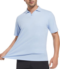 Alex Vando Mens Cotton Polo Shirts V-Neck Short Sleeve Casual Shirts for Men