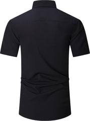 Alex Vando Mens Dress Shirts 4-Way Stretch Wrinkle Free Regular Fit Short Sleeve Men Button Down Shirt