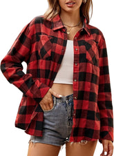 Alex Vando Womens Flannel Shirt Regular Long Sleeve Button Down Flannel Shirts for Women