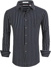 Alex Vando Mens Button Down Shirts Wrinkle Free 4-Way Stretch Print Business Casual Shirt