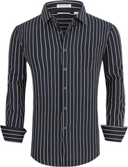 Alex Vando Mens Button Down Shirts Wrinkle Free 4-Way Stretch Print Business Casual Shirt