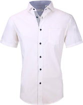 Alex Vando Mens Dress Shirts 4-Way Stretch Wrinkle Free Regular Fit Short Sleeve Men Button Down Shirt