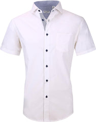 Alex Vando Mens Dress Shirts 4-Way Stretch Wrinkle Free Regular Fit Short Sleeve Men Button Down Shirt