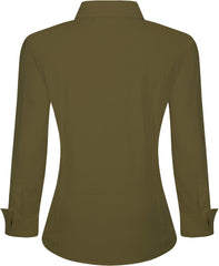 Alex Vando Womens Dress Shirts Wrinkle Free Regular Fit Long Sleeve Stretch Work Shirt