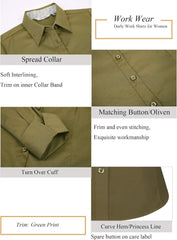 Alex Vando Womens Dress Shirts Wrinkle Free Regular Fit Long Sleeve Stretch Work Shirt