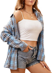 Alex Vando Womens Flannel Shirt Regular Long Sleeve Button Down Flannel Shirts for Women