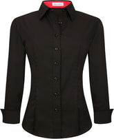 Alex Vando Womens Dress Shirts Wrinkle Free Regular Fit Long Sleeve Stretch Work Shirt