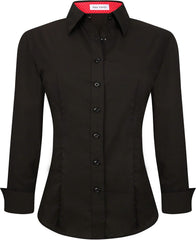 Alex Vando Womens Dress Shirts Wrinkle Free Regular Fit Long Sleeve Stretch Work Shirt