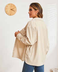 Alex Vando Womens Corduroy Shirts Long Sleeve Soft Boyfriend Button Down Shirts for Women