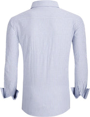 Alex Vando Mens Seersucker Dress Shirts Striped Business Casual Cotton Shirts for Men