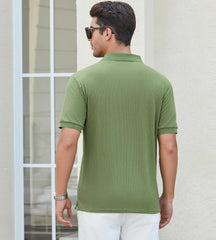 Alex Vando Mens Cotton Polo Shirts V-Neck Short Sleeve Casual Shirts for Men