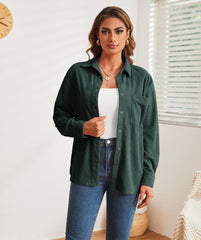 Alex Vando Womens Corduroy Shirts Long Sleeve Soft Boyfriend Button Down Shirts for Women