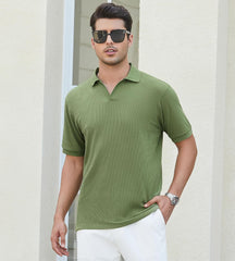 Alex Vando Mens Cotton Polo Shirts V-Neck Short Sleeve Casual Shirts for Men