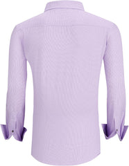 Alex Vando Mens Button Down Shirts Wrinkle Free 4-Way Stretch Print Business Casual Shirt