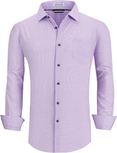 Alex Vando Mens Button Down Shirts Wrinkle Free 4-Way Stretch Print Business Casual Shirt