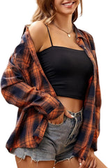 Alex Vando Womens Flannel Shirt Regular Long Sleeve Button Down Flannel Shirts for Women