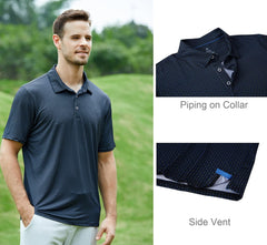 Alex Vando Mens Golf Shirt Moisture Wicking Quick-Dry Print Performance Polo Shirts for Men