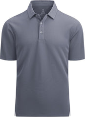 Alex Vando Mens Bubble Jacquard Polo Shirt Super Stretch Short Sleeve Polo Shirts for Men