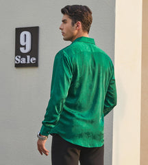 Alex Vando Mens Luxury Satin Dress Shirt Long Sleeve Silk Shiny Sateen Party Shirt