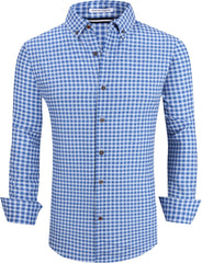 Alex Vando Mens Button Down Shirts Wrinkle Free 4-Way Stretch Print Business Casual Shirt