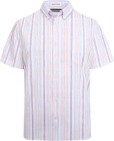 Alex Vando Mens Button Down Shirts Wrinkle Free 4-Way Stretch Short Sleeve Business Casual Shirt