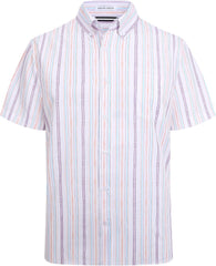 Alex Vando Mens Button Down Shirts Wrinkle Free 4-Way Stretch Short Sleeve Business Casual Shirt