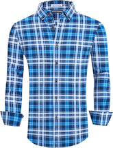 Alex Vando Mens Button Down Shirts Wrinkle Free 4-Way Stretch Print Business Casual Shirt