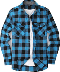 Alex Vando Men's Casual Plaid Flannel Shirt
