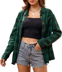 Alex Vando Womens Flannel Shirt Regular Long Sleeve Button Down Flannel Shirts for Women