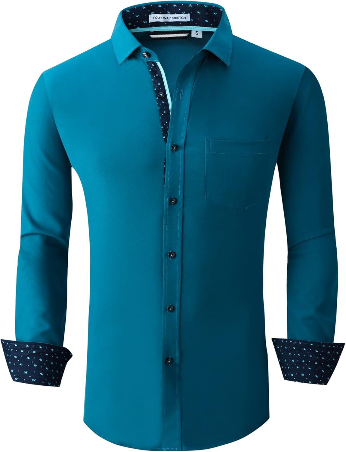 Alex Vando Mens Dress Shirt Wrinkle Free Regular Fit 4-Way Stretch Button Down Shirts