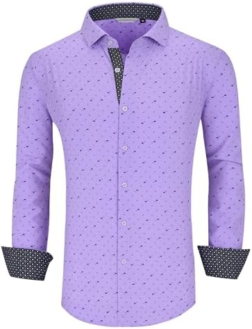 Alex Vando Mens Printed Dress Shirts Long Sleeve Regular Fit Button Down Shirt