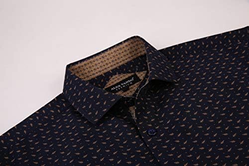 Alex Vando Mens Printed Dress Shirts Long Sleeve Regular Fit Button Down Shirt