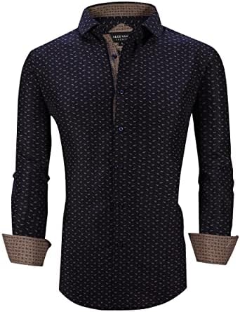 Alex Vando Mens Printed Dress Shirts Long Sleeve Regular Fit Button Down Shirt