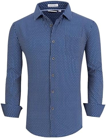 Alex Vando Mens Printed Dress Shirts Long Sleeve Regular Fit Button Down Shirt