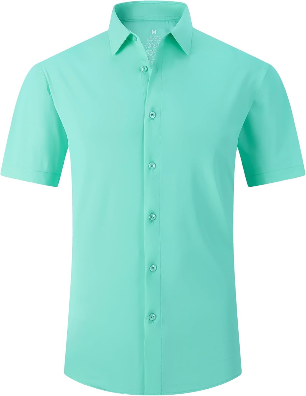 Alex Vando Mens Knitted Dress Shirts 8-Way Stretch Easy Care Solid Short Sleeve Shirt for Men