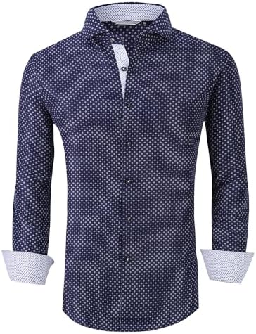 Alex Vando Mens Printed Dress Shirts Long Sleeve Regular Fit Button Down Shirt