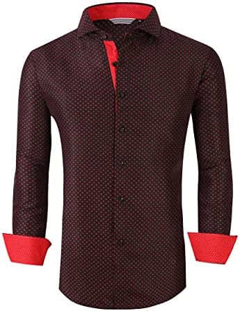 Alex Vando Mens Printed Dress Shirts Long Sleeve Regular Fit Button Down Shirt