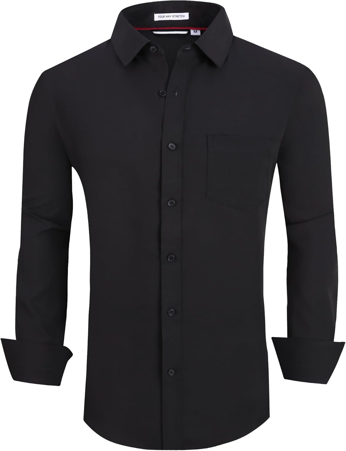 Alex Vando Mens Dress Shirt Wrinkle Free Regular Fit 4-Way Stretch Button Down Shirts