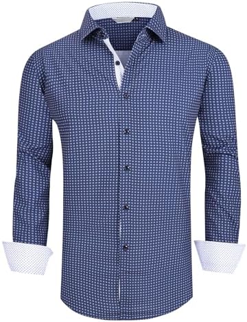 Alex Vando Mens Printed Dress Shirts Long Sleeve Regular Fit Button Down Shirt