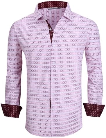 Alex Vando Mens Printed Dress Shirts Long Sleeve Regular Fit Button Down Shirt