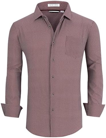 Alex Vando Mens Printed Dress Shirts Long Sleeve Regular Fit Button Down Shirt