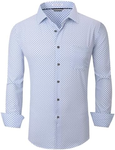 Alex Vando Mens Printed Dress Shirts Long Sleeve Regular Fit Button Down Shirt