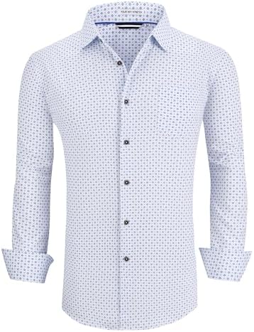 Alex Vando Mens Printed Dress Shirts Long Sleeve Regular Fit Button Down Shirt
