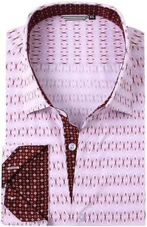 Alex Vando Mens Printed Dress Shirts Long Sleeve Regular Fit Button Down Shirt