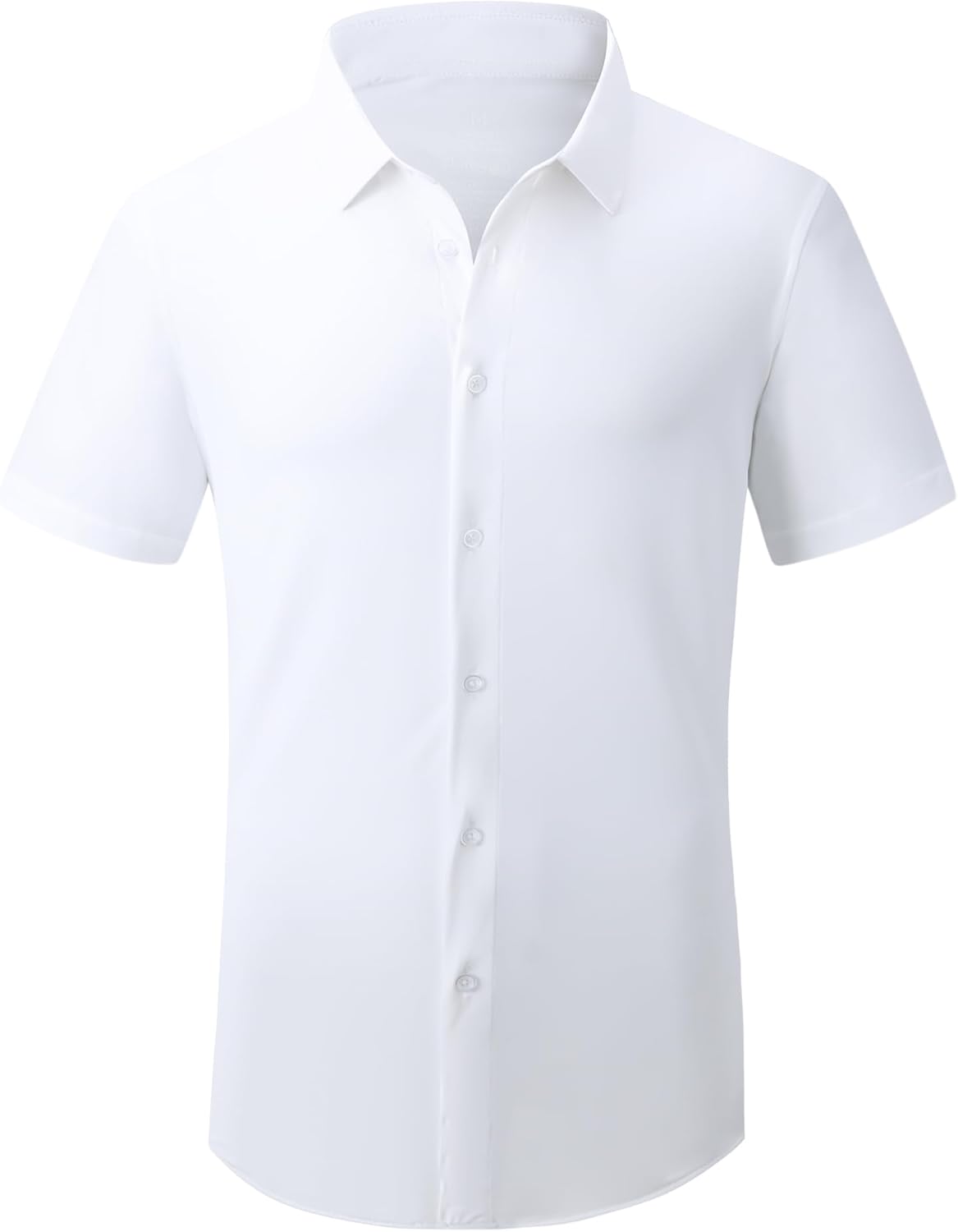 Alex Vando Mens Knitted Dress Shirts 8-Way Stretch Easy Care Solid Short Sleeve Shirt for Men