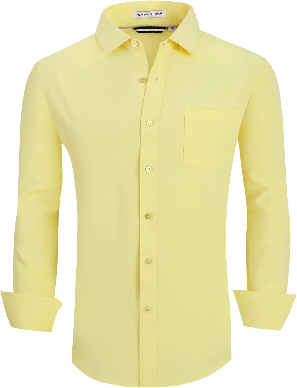 Alex Vando Mens Dress Shirt Wrinkle Free Regular Fit 4-Way Stretch Button Down Shirts