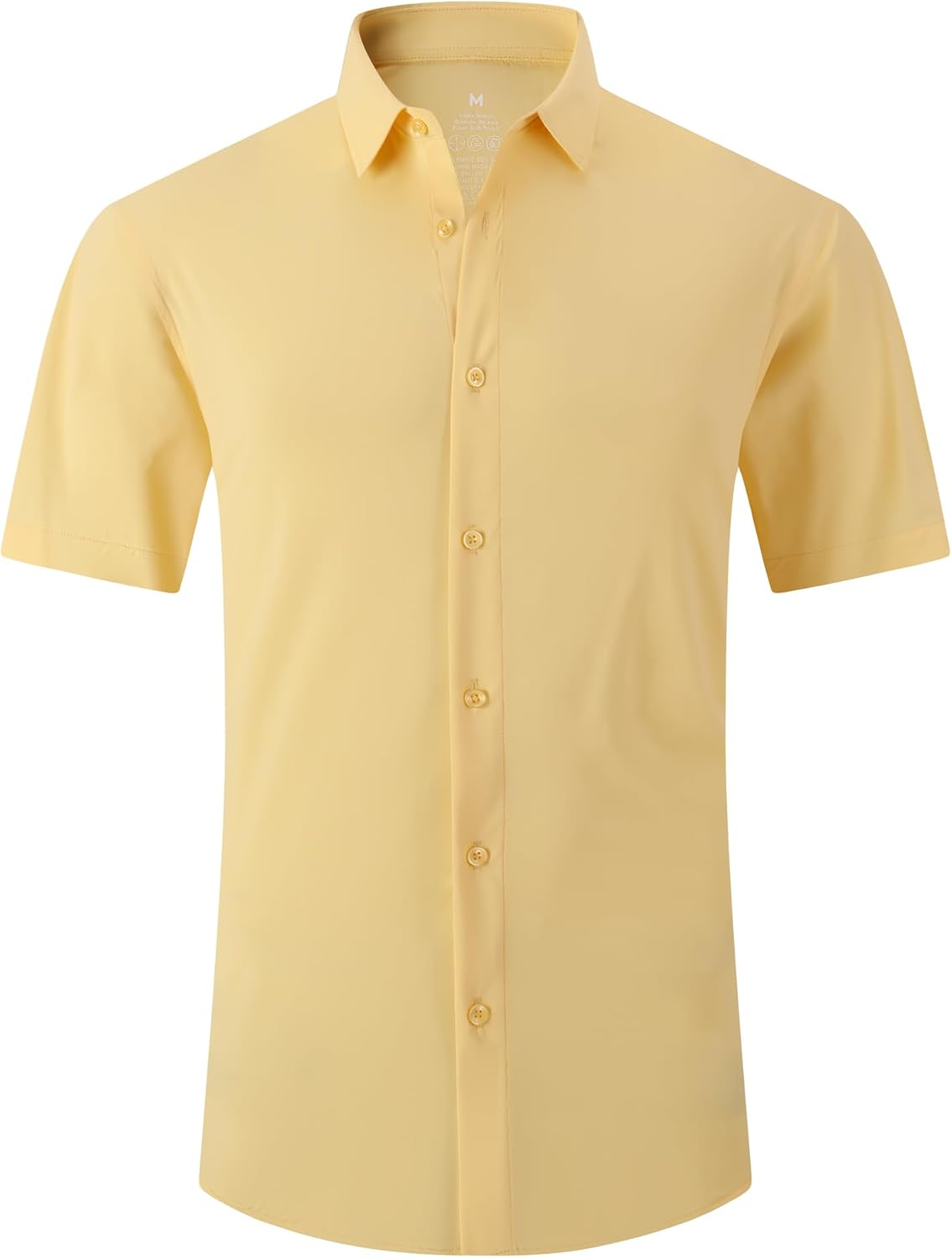Alex Vando Mens Knitted Dress Shirts 8-Way Stretch Easy Care Solid Short Sleeve Shirt for Men
